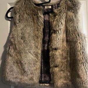 Dylan Faux Fur Vest in Gray and Brown